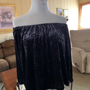 Navy off shoulder top